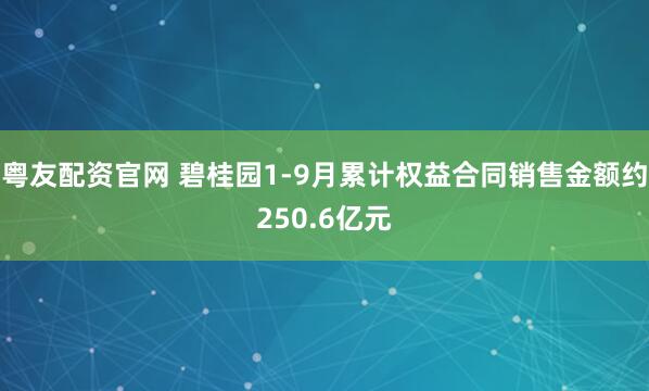 粤友配资官网 碧桂园1-9月累计权益合同销售金额约250.6亿元